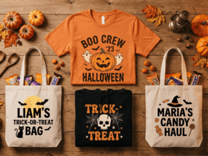 Kustomoi halloween-vaatteet helposti yrityksesi omalla logolla tai kuvalla
