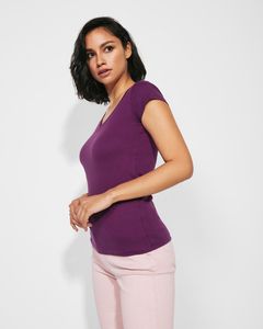 Roly CA6646 - Women's Slim-Fit V-Neck Cotton Tee with Ribbed Finish