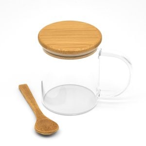 Claps 74222 - Mug with Bamboo Spoon and Press Lid