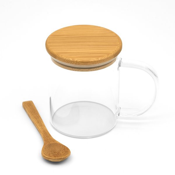 Claps 74222 - Mug with Bamboo Spoon and Press Lid
