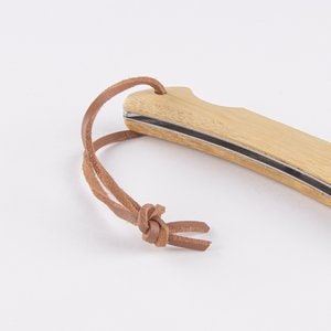 Claps 86035 - Steel and Bamboo Pocket Knife with Leather Strap