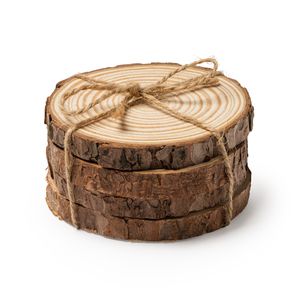 PINEA Fantastic set of 4 coasters made of natural pine wood