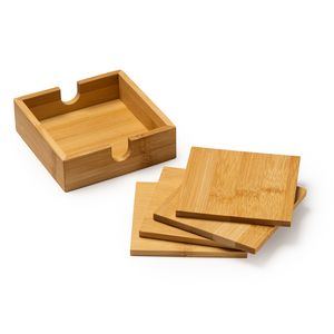 ALGOR 4-coaster set made of bamboo in an elegant bamboo box