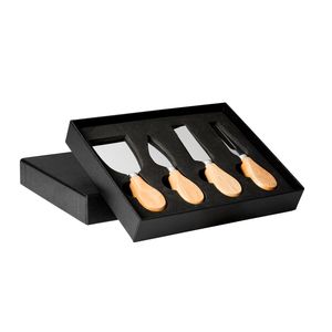 EDAM Cheese set with 4 utensils in stainless steel and wooden handle