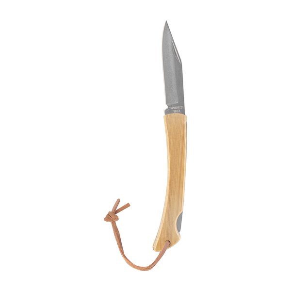 Claps 86035 - Steel and Bamboo Pocket Knife with Leather Strap