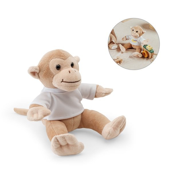 Monkey-shaped plush toy with t-shirt - Egotier 98159