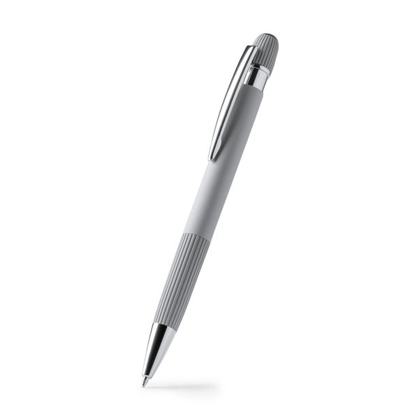 ENDRIK Pen with recycled aluminium body with striped grip and matte rubber touch finish