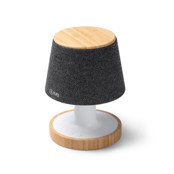 TREMENS 5W speaker lamp made of recycled polyester with bamboo details