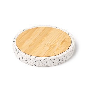 Stamina CR1761 - SILES Wireless charger with body made of recycled terrazzo stone and bamboo