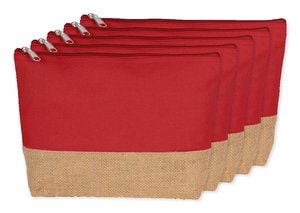 Pack of 5 Kimood KI0276 - Eco-Friendly Canvas and Jute Zipper Pouch