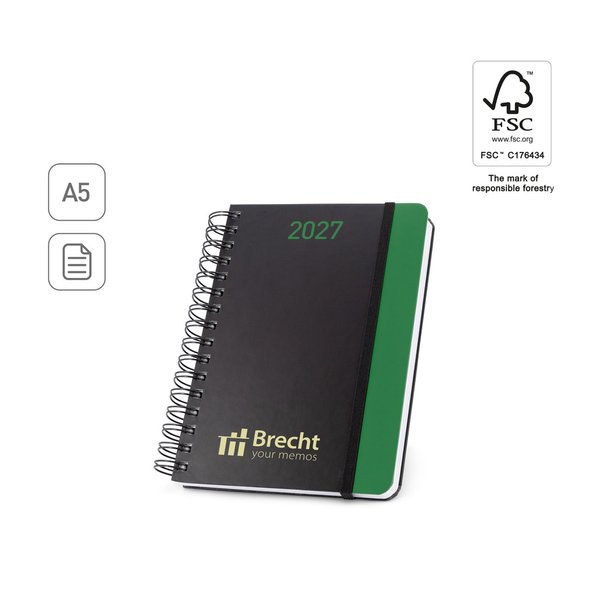 A5 diary in 100% recycled paper with a matte finish