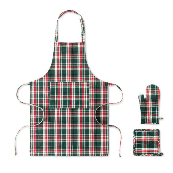SANTAPRON Ruudullinen keittiösetti - GiftRetail CX1598